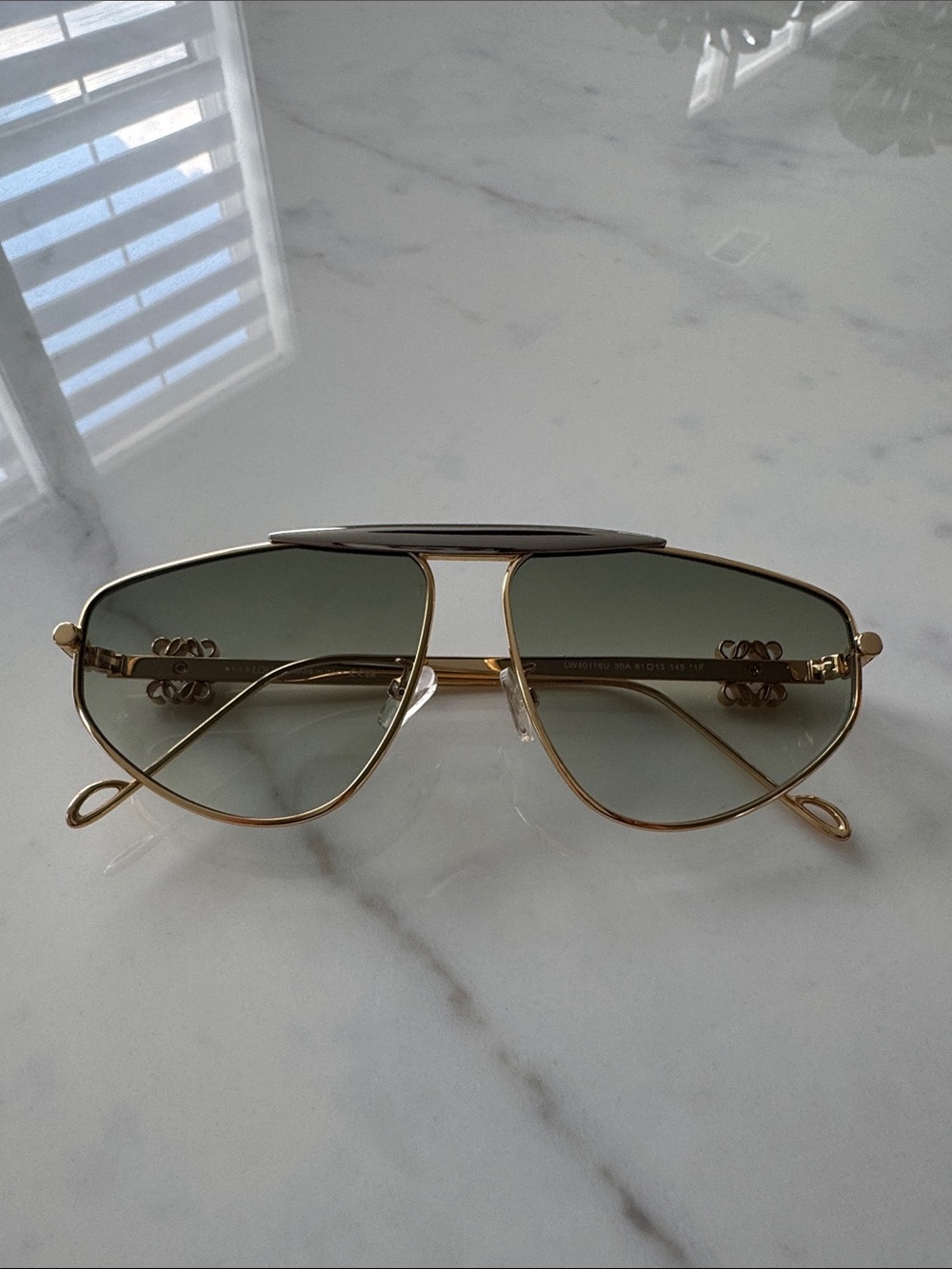 Loewe Gold Metal Aviator Sunglasses with Yellow Case - Picture 4 of 11